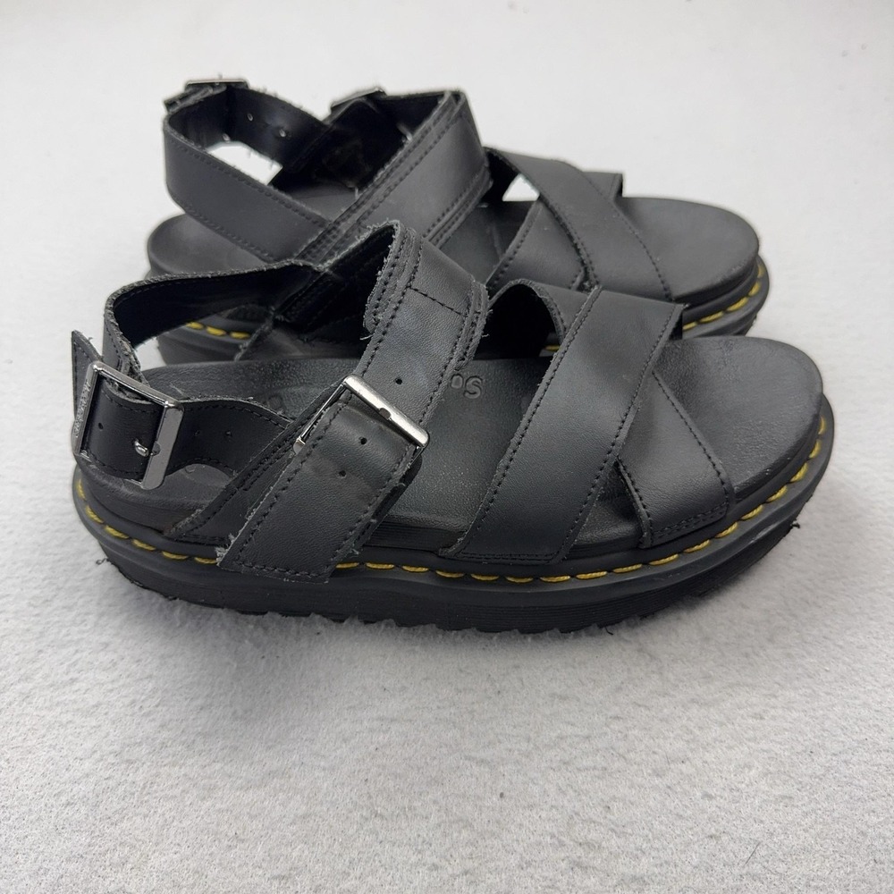 Dr. Martens Shoes Womens Size 7 Black Leather Sandals Platform Adjustable Buckle